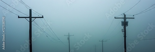 Telephone poles holding telephone cables in the sky