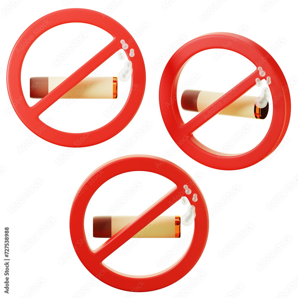 3D Icon Ramadan no Smoking on three points of view. On transparent background. On transparent background. 3D illustration. High resolution 3D Icon Ramadan no Smoking on three points of view. On transparent background. On transparent background. 3D illustration. High resolution
