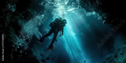 Scuba diver underwater exploring the ocean's depths