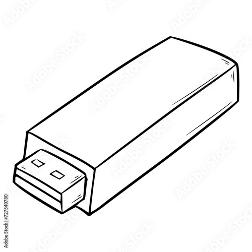 usb flash drive illustration outline isolated vector