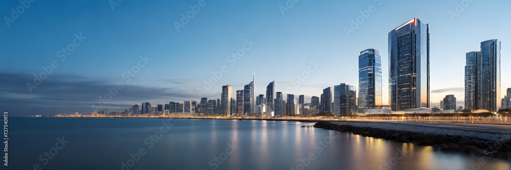 Modern buildings, lights, and the skyline of a city, showcasing an urban atmosphere. 3:1 landscape banner and background style. Space for text. Suitable for website headers or background images. Modern buildings, lights, and the skyline of a city, showcasing an urban atmosphere. 3:1 landscape banner and background style. Space for text. Suitable for website headers or background images.