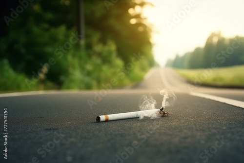Summer road with tobacco smoking. Generative AI