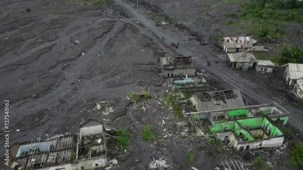 Flyover buildings of Curah Kobokan village destroyed by volcanic ash Flyover buildings of Curah Kobokan village destroyed by volcanic ash