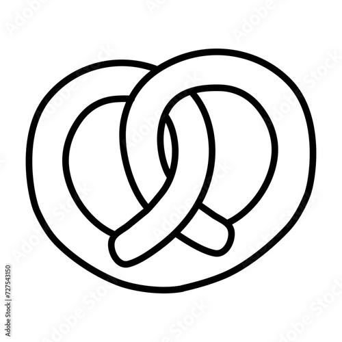 Pretzel outline icon. Cute and simple Pretzel icon with hand draw style. (ID: 727543150)