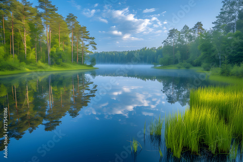 serene lake reflected in the forest 6
