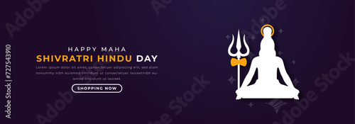 Happy Maha Shivratri Hindu Day Paper cut style Vector Design Illustration for Background, Poster, Banner, Advertising, Greeting Card