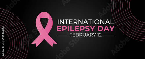 International Epilepsy Day vector. epilepsy awareness ribbon vector isolated on a black background. The second Monday of February each year. Important day. banner, cover, poster, card, flyer, ADS. photo