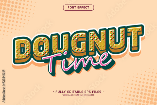 doodle style doughnut time text effect