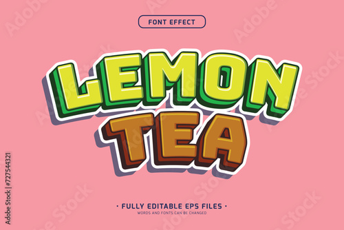 3d sticker style lemon tea text effect