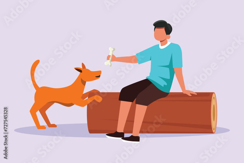 Urban Pet concept. Colored flat vector illustration isolated.