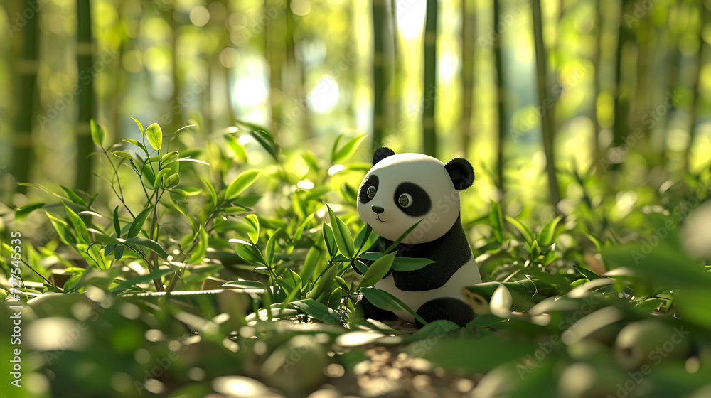 panda in the bamboo forest in cartoon style panda in the bamboo forest in cartoon style