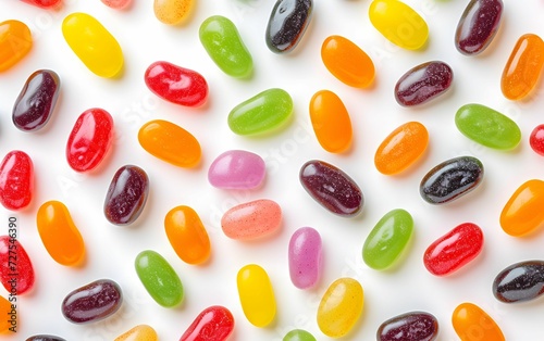 Colorful Delights - Assorted Jelly Beans on a White Background