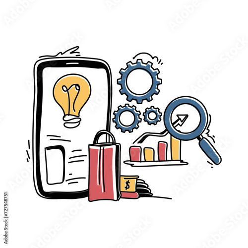 Sleek and Modern Flat Illustration for Web and Advertising, Enhance Your Marketing Strategy with Framework Marketing Artwork