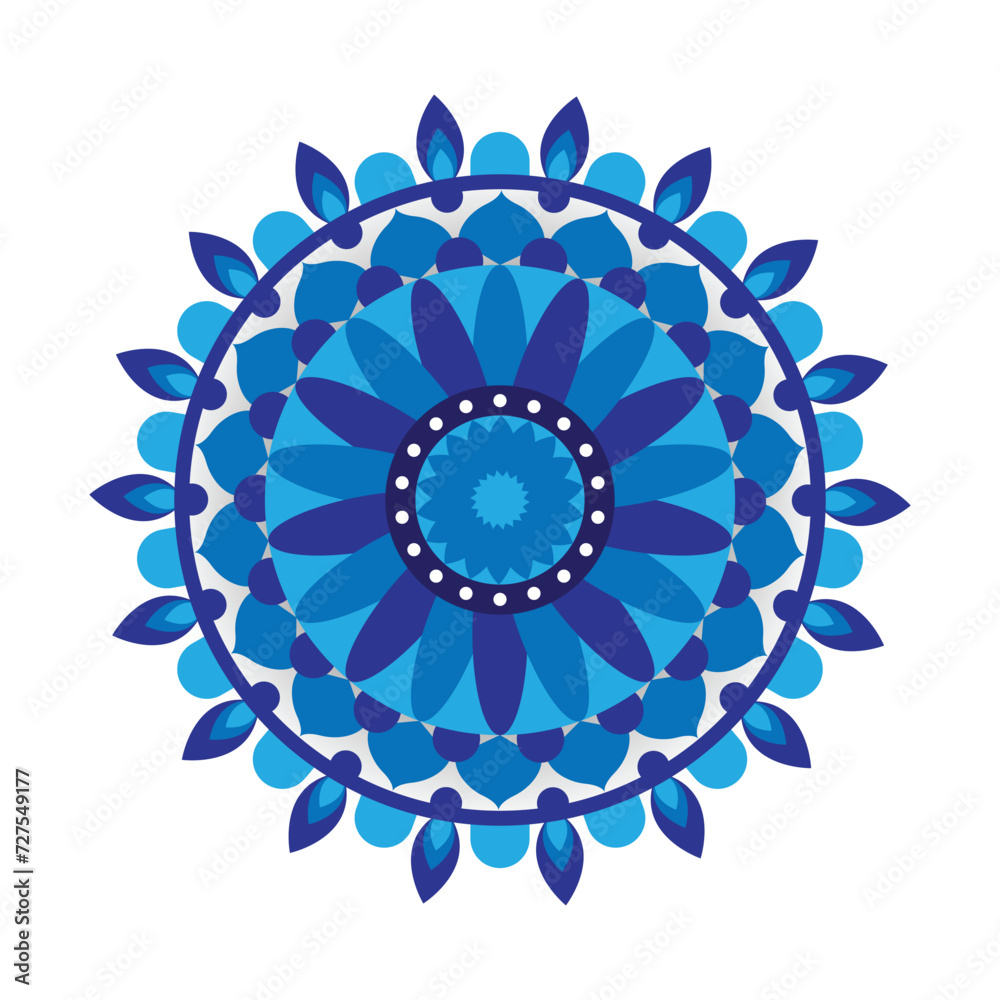 Blue Mandala pattern design on white background
