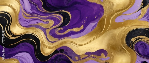 Luxurious gold ink abstract background with watercolor elements, evoking oceanic beauty.