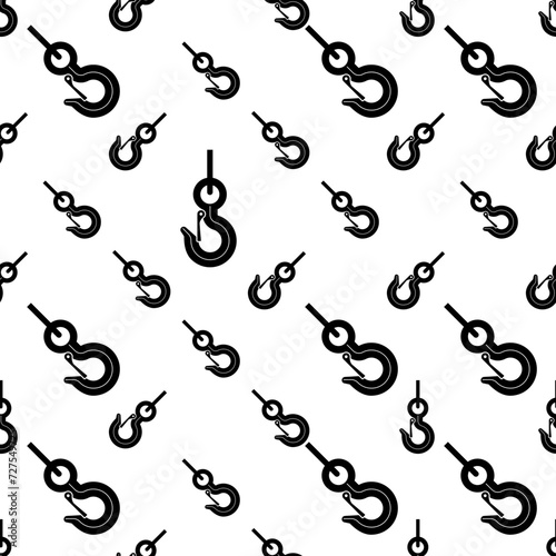 Crane Hook Icon Seamless Pattern, Tow Hook