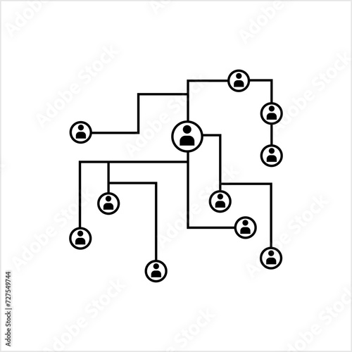 Network Connection, Hub, Social Network Isolated Flat Line Icon Design