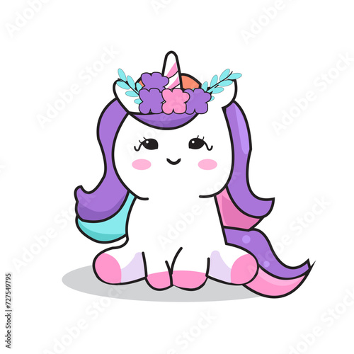 cute unicorn flat rainbow vector cartoon iilustrations photo