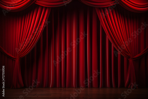 Red theater curtain, curtains, generated ai