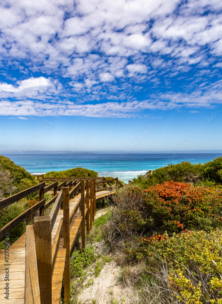 Wooden path leading to beautiful beach, Esperance Western Australia