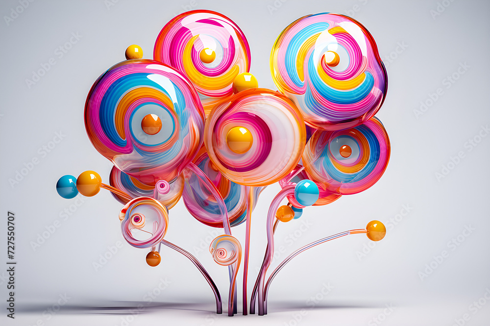 Colorful swirl candy, lollipop  on light   background , generated ai