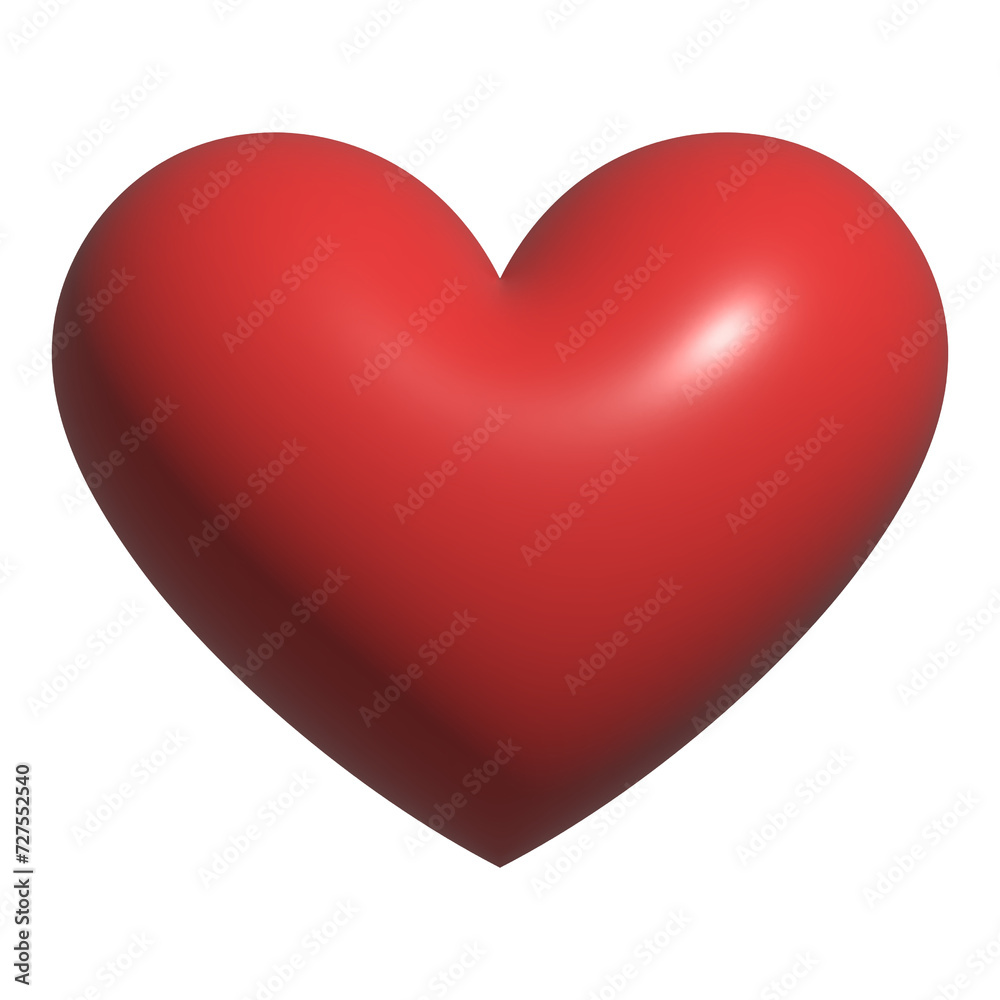 3D Love Heart Shape Valentines Transparent Background. Red Balloon Icon Falling in Love Concept, Valentine's Day and Wedding.