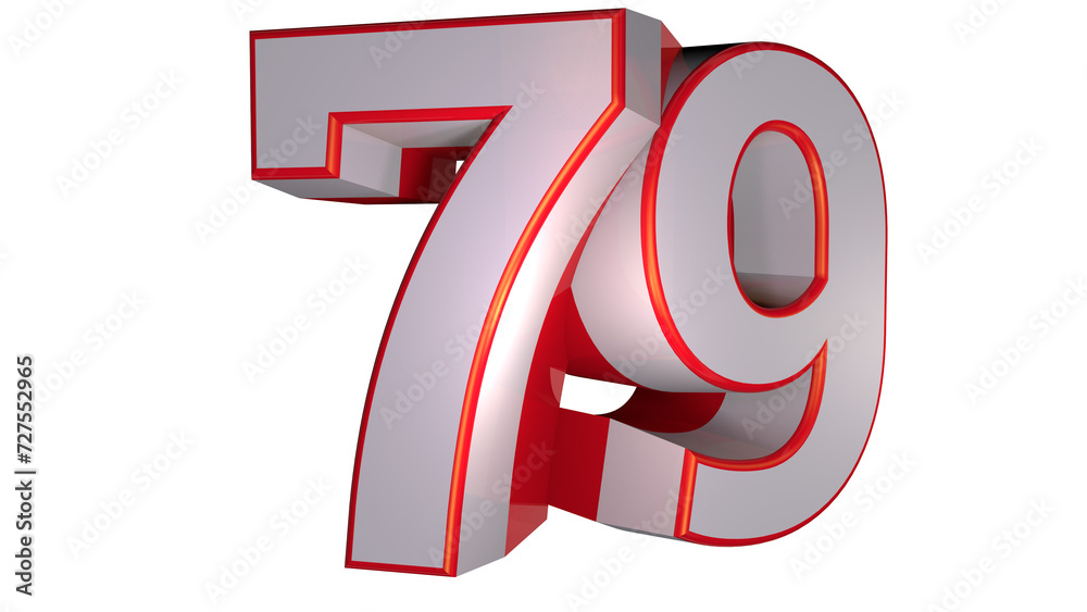 Fototapeta premium White 3d number 79