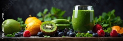 Green Goodness: Glass Jar Mugs Brimming with Fresh Health Smoothie, Kale, Lime, Apple, Kiwi