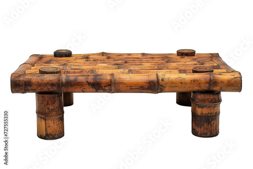 bamboo table isolated on transparent background ,generative ai
