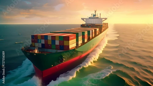 container ship is a cargo ship that carries all of its load in truck-size intermodal containers, in a technique called containerization. photo