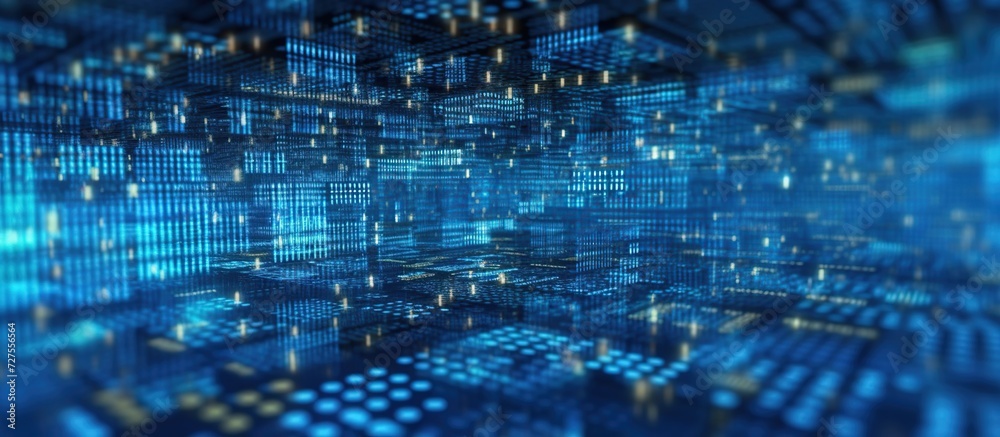 Digital binary code matrix background isolated on blue tone. 3D rendering Digital binary code matrix background isolated on blue tone. 3D rendering
