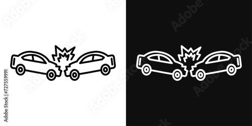 Car crash icon set. Vector illustration