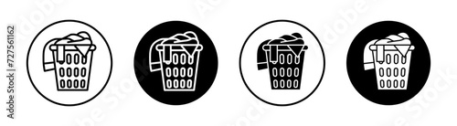 Laundry basket vector line icon illustration.