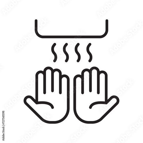 hand dryer icon. Line vector icon on white background. High quality design element. Editable linear style stroke. Vector icon