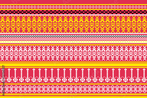 American pattern native pattern black traditional sarong pattern Abstract Geometric Triangular squares lined up at the bottom pink yellow black white Design for textiles prints fabric patterns carpets