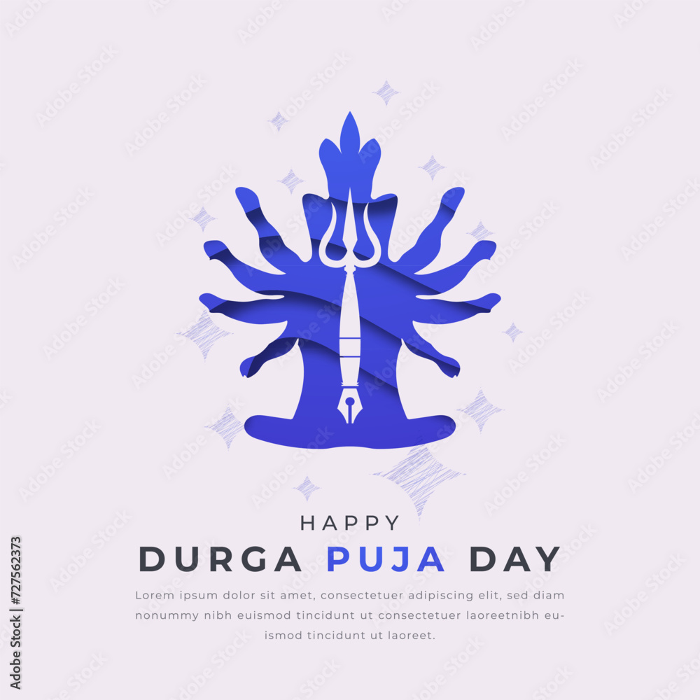 Happy Durga Puja Day Paper cut style Vector Design Illustration for Background, Poster, Banner, Advertising, Greeting Card