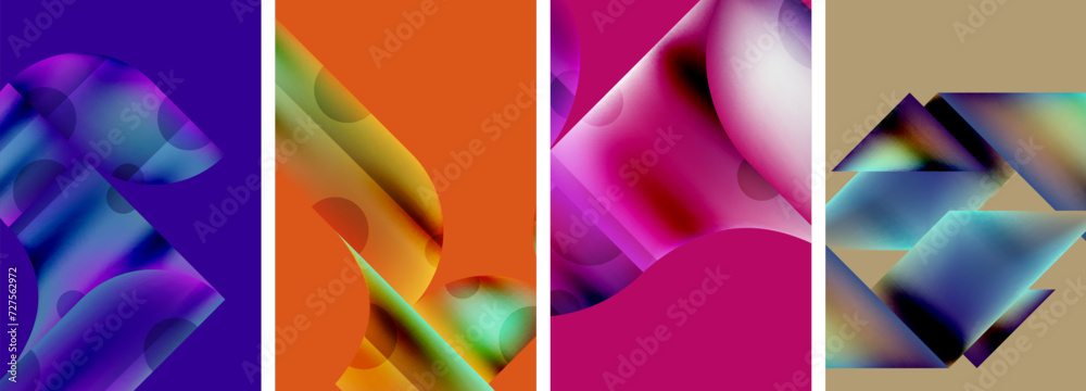 Set of abstract geometric posters. Abstract backgrounds for wallpaper, business card, cover, poster, banner, brochure, header, website
