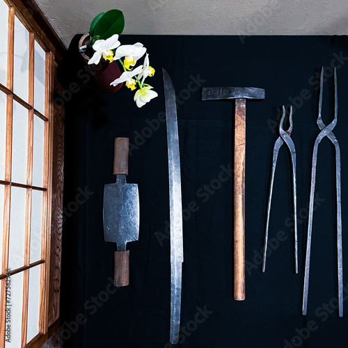 There are still craftsmen who make swords in Kyoto. Not only the swords, but also the tools used to make them are beautiful. photo