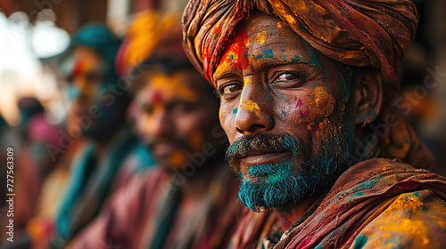 head short Holi festival of colors in India and Nepal © Morng
