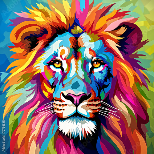 creative colorful lion poortrait  pop art