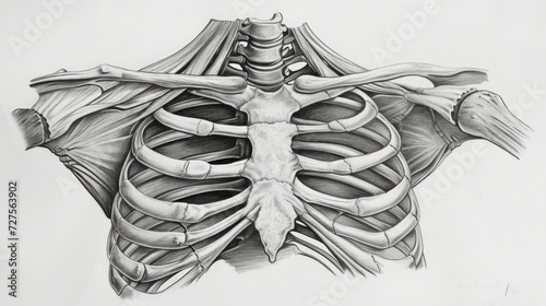 Human anatomy showing the Intercostal muscles photo