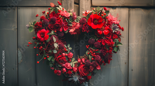 Romantic valentines day heart-shaped wreath for love and celebration