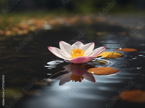 A Single Petal Floating on a Puddle