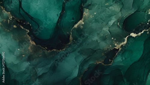 Abstract dark green alcohol ink art background
