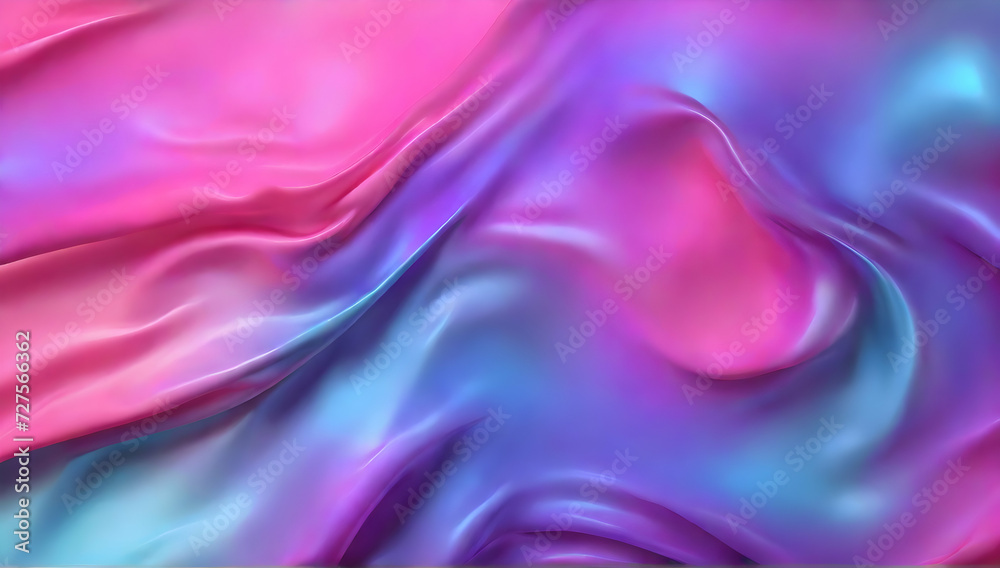 Obraz premium Holographic Blurred Gradient. Trendy neon pink purple very peri blue teal colors soft blurred background