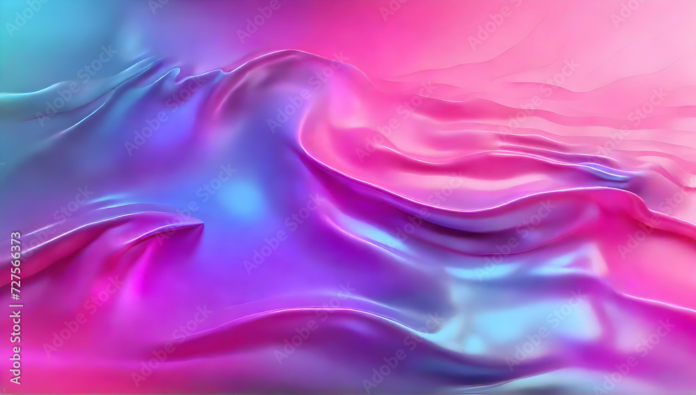 Fototapeta premium Holographic Blurred Gradient. Trendy neon pink purple very peri blue teal colors soft blurred background