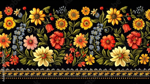 A seamless pattern featuring traditional Ukrainian borders, the rich and intricate design elements that reflect the cultural heritage of Ukraine.