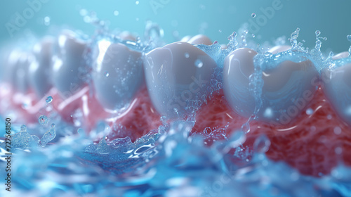 Bubble of toothpaste cleaning teeth and gums. Protect teeth, Fluorine and tooth care concept.