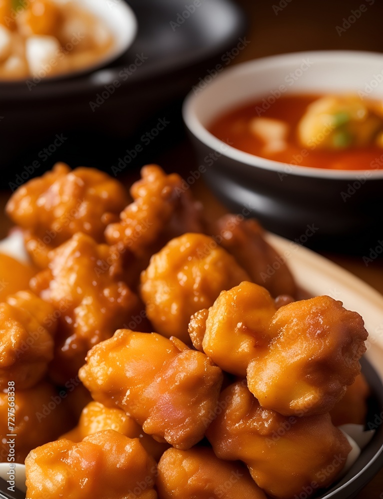 Close up Karaage, Japanese Fried Chicken Close up Karaage, Japanese Fried Chicken