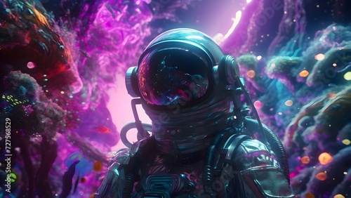Abstract colorful galaxy with astronaut 
